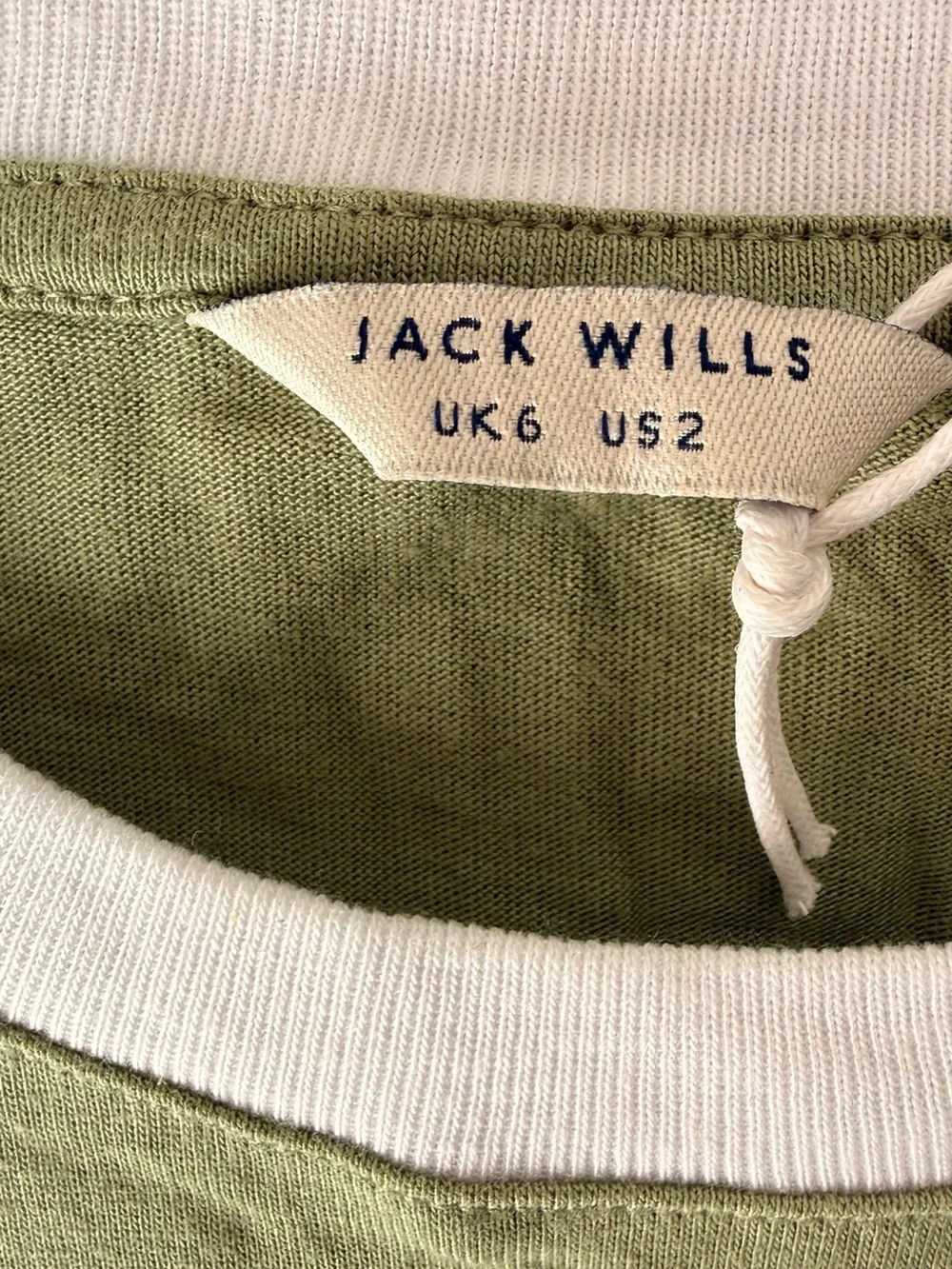 Jack Wills Sage Green Ringer T-Shirt US 2 UK 6 | BNWT